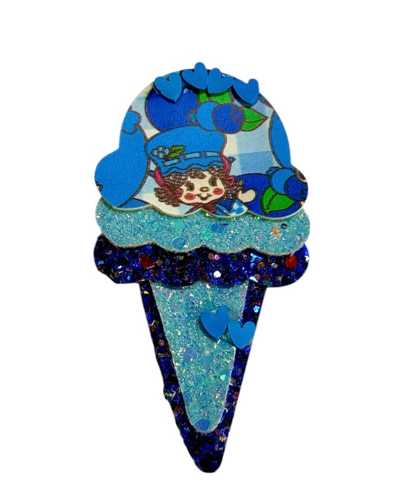 Blueberry Girl Ice Cream  Cone Clip