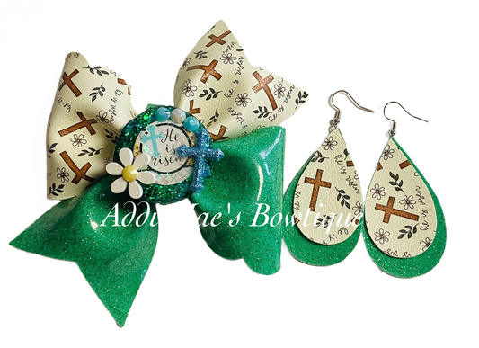 He Is Risen Bow/ Earrings Set