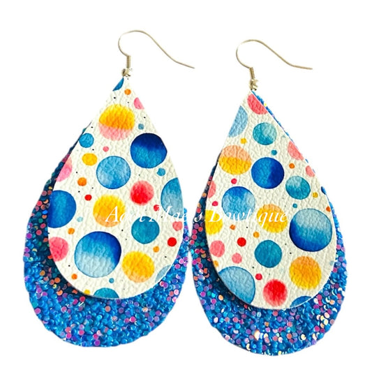 Jumbo Dots Stacked Tear Drop Dangle Earrings