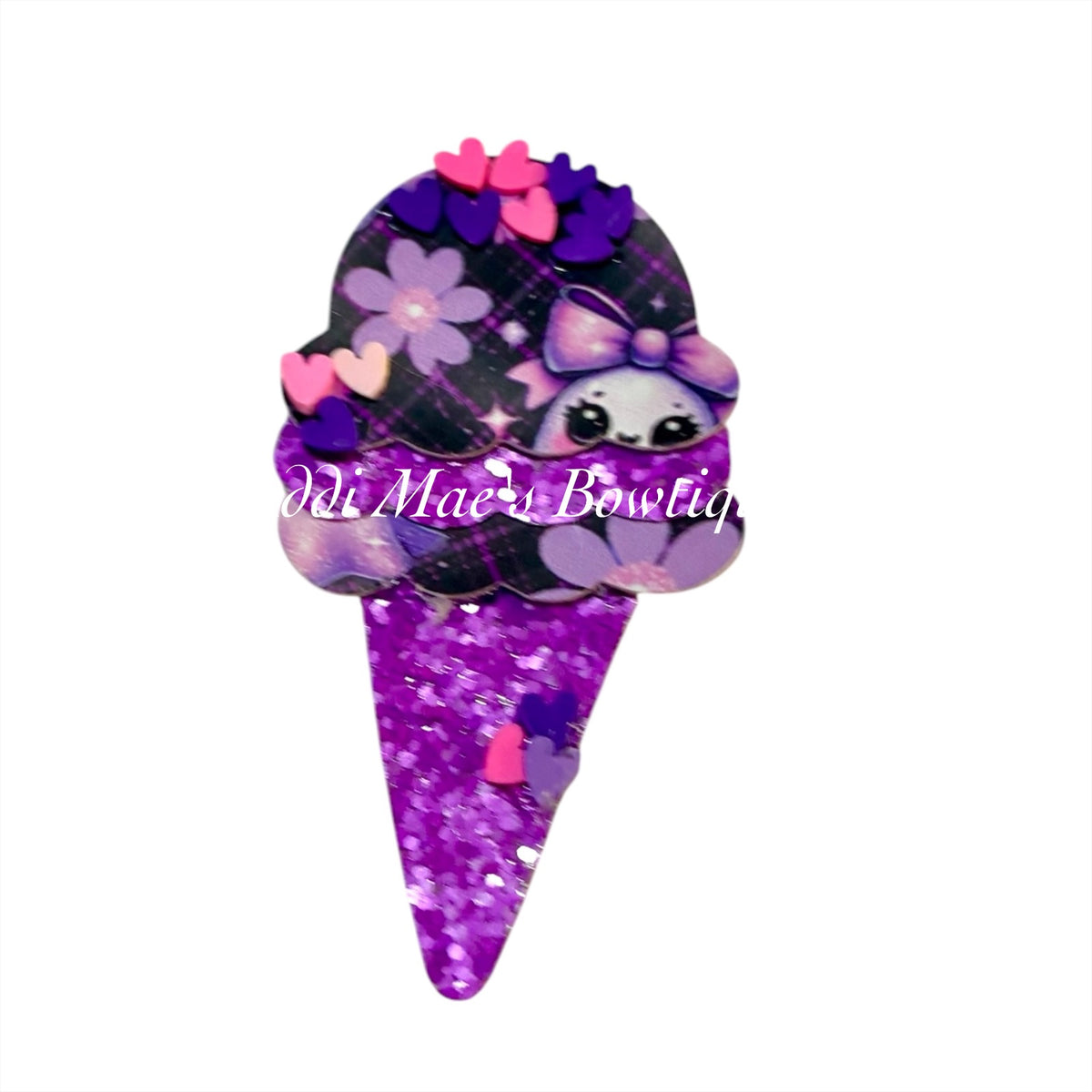 Purple Ghosts Ice Cream  Cone Clip