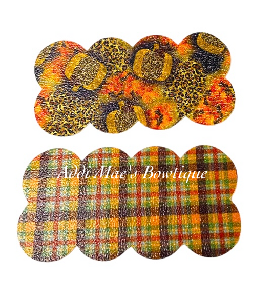 Fall Leopard Pumpkin Plaid Snap Clip Set
