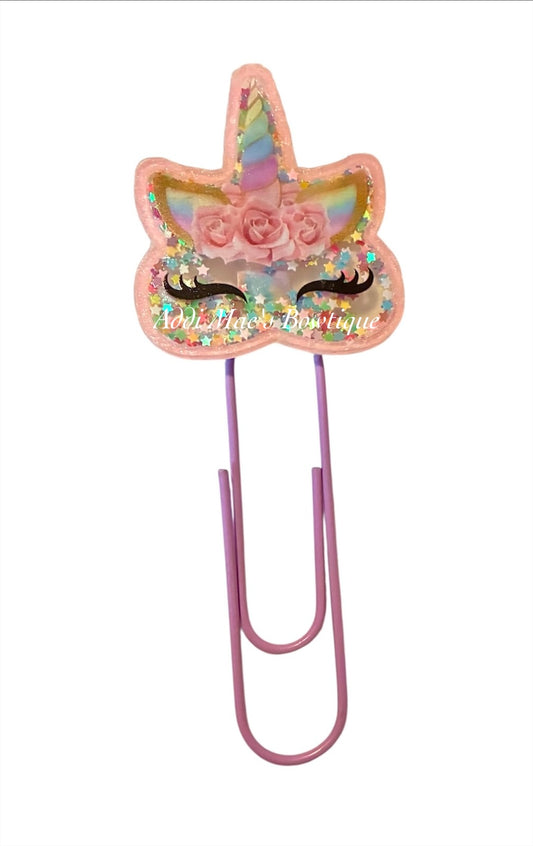 Rainbow Unicorn Shaker Jumbo Paperclip Bookmark