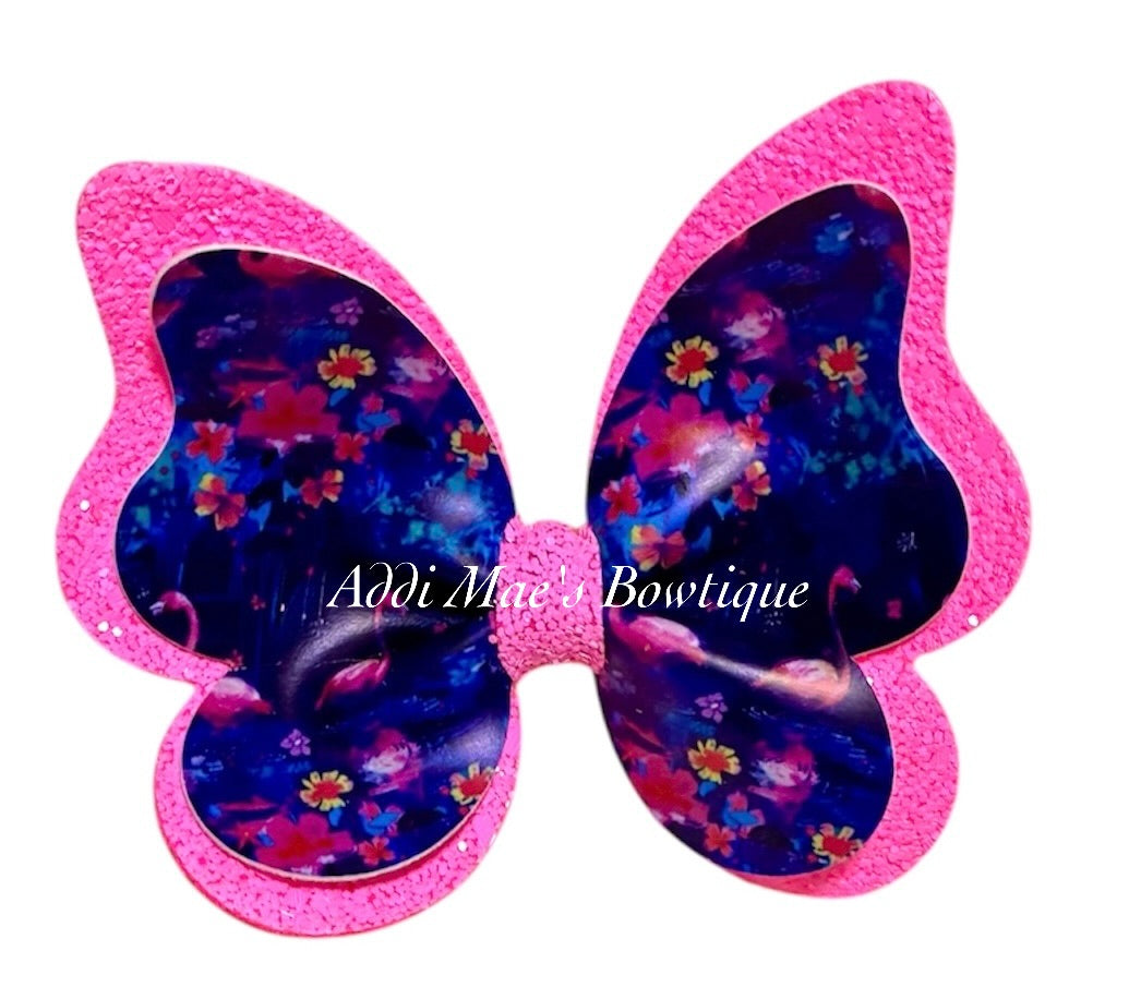 Pink Flamingo Butterfly Bow