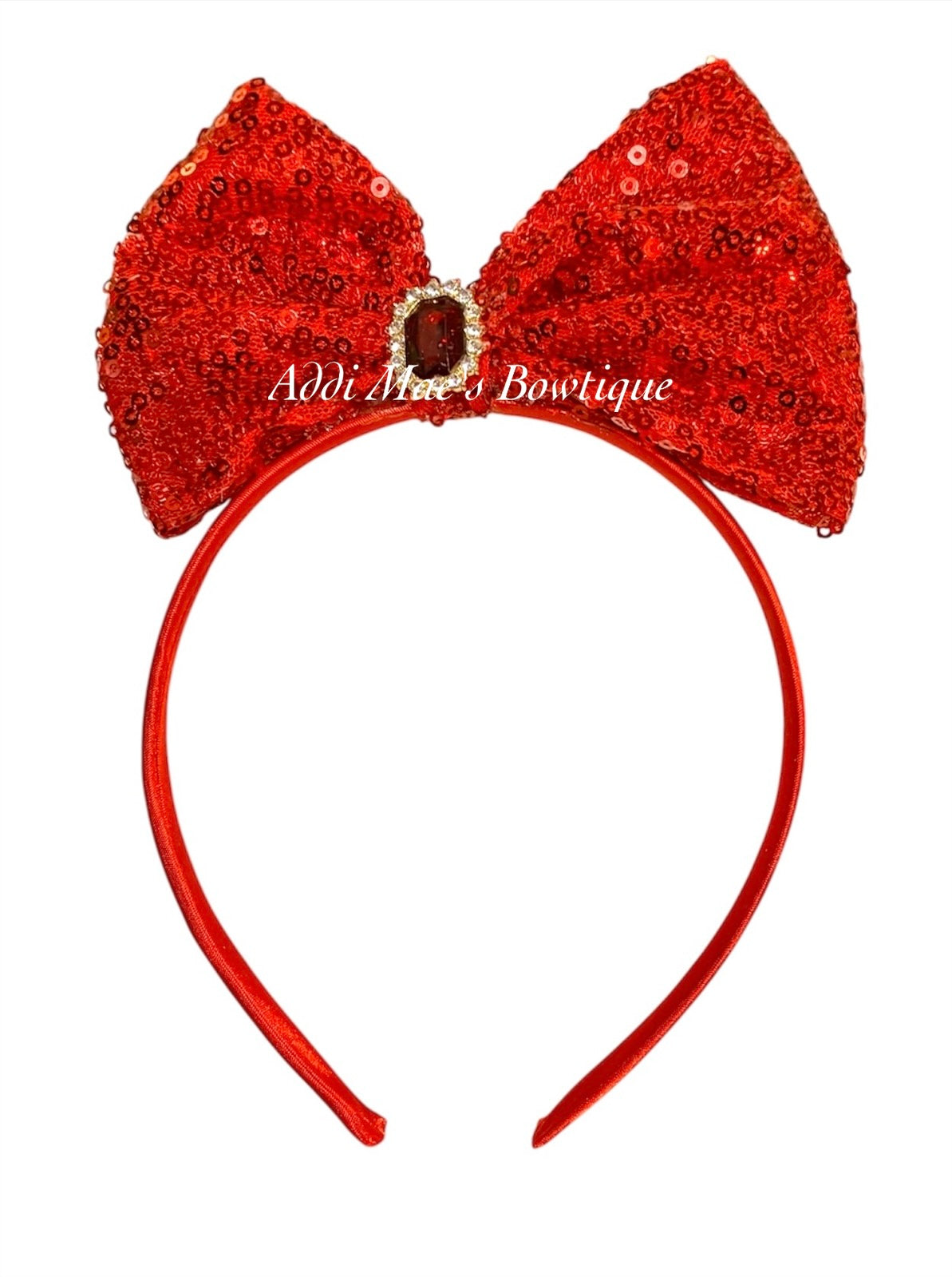 Red Sequin Bow Satin Headband