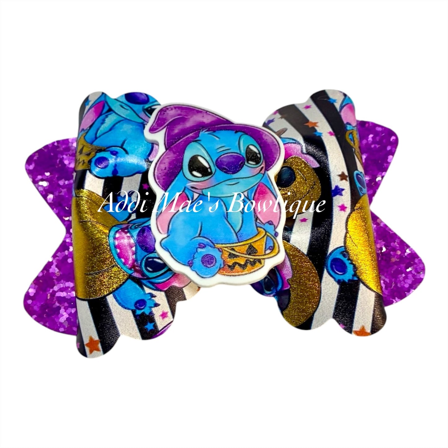 Blue Alien Halloween Bow