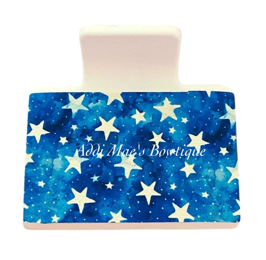 Watercolor Stars 4th of July Small Claw Clip