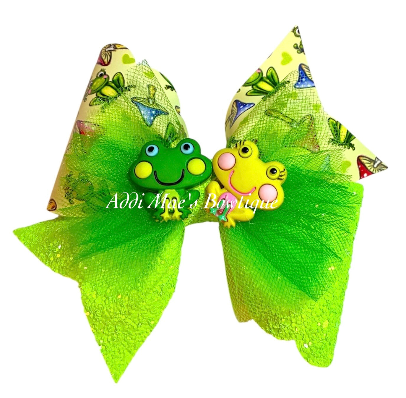 Cute Frogs & Mushrooms Bow