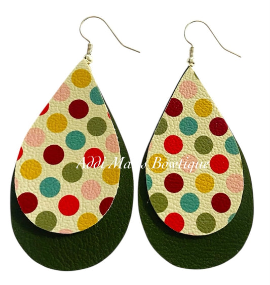 Ditsy Dots Stacked Tear Drop Dangle Earrings
