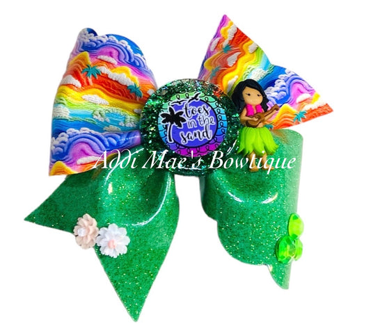 Toes in the Sand Hula Girl Tropical Bow