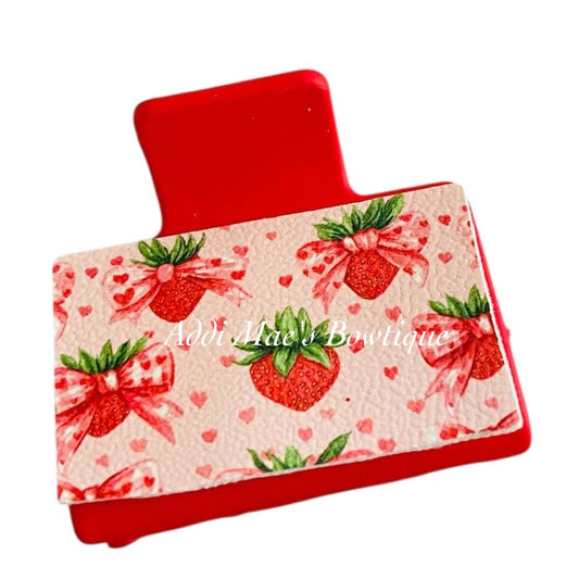 Strawberry Bows Small Claw Clip