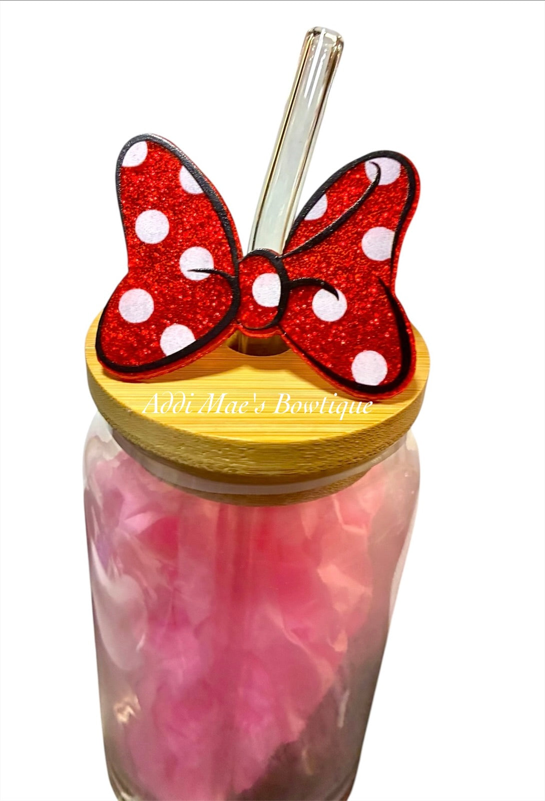 Miss Mouse Bow Straw Topper