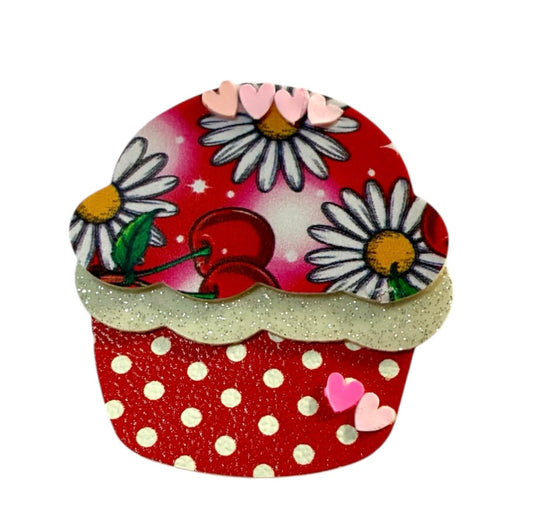 Cherries & Daisies Cupcake Clip
