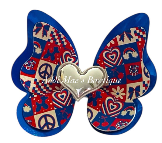 Patriotic Patchwork Butterfly Bow