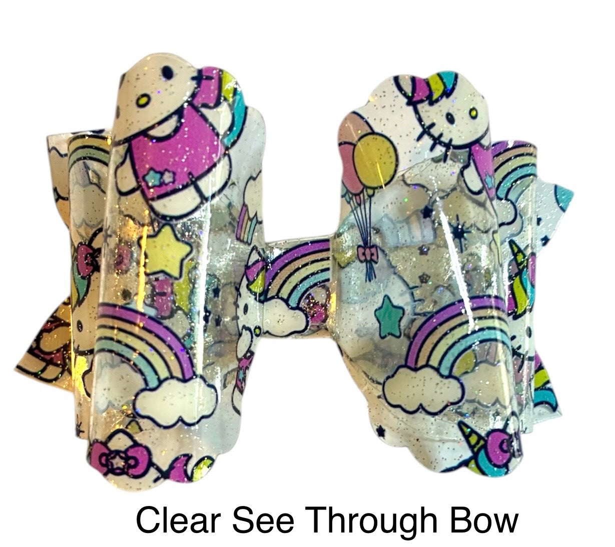 Kitty Rainbow Unicorn See Through Bow
