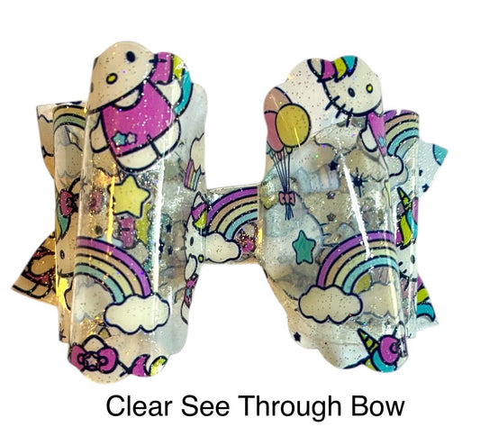 Kitty Rainbow Unicorn See Through Bow