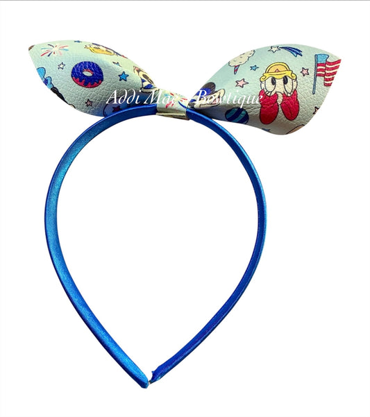 Patriotic Mouse XL Top Knot Satin Headband