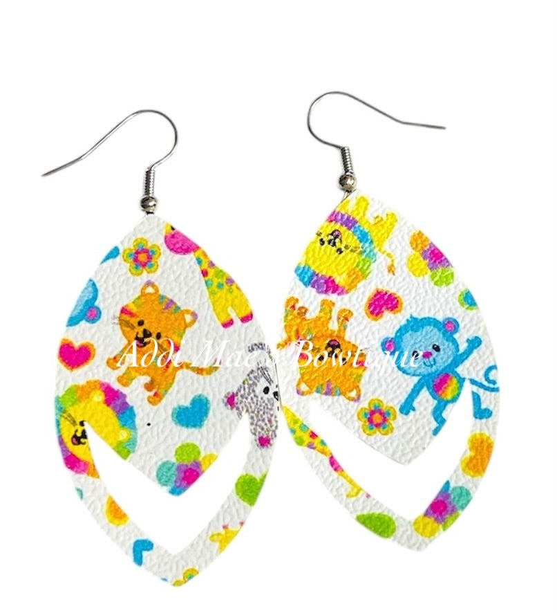 Bright Safari Animals Dangle  Earrings