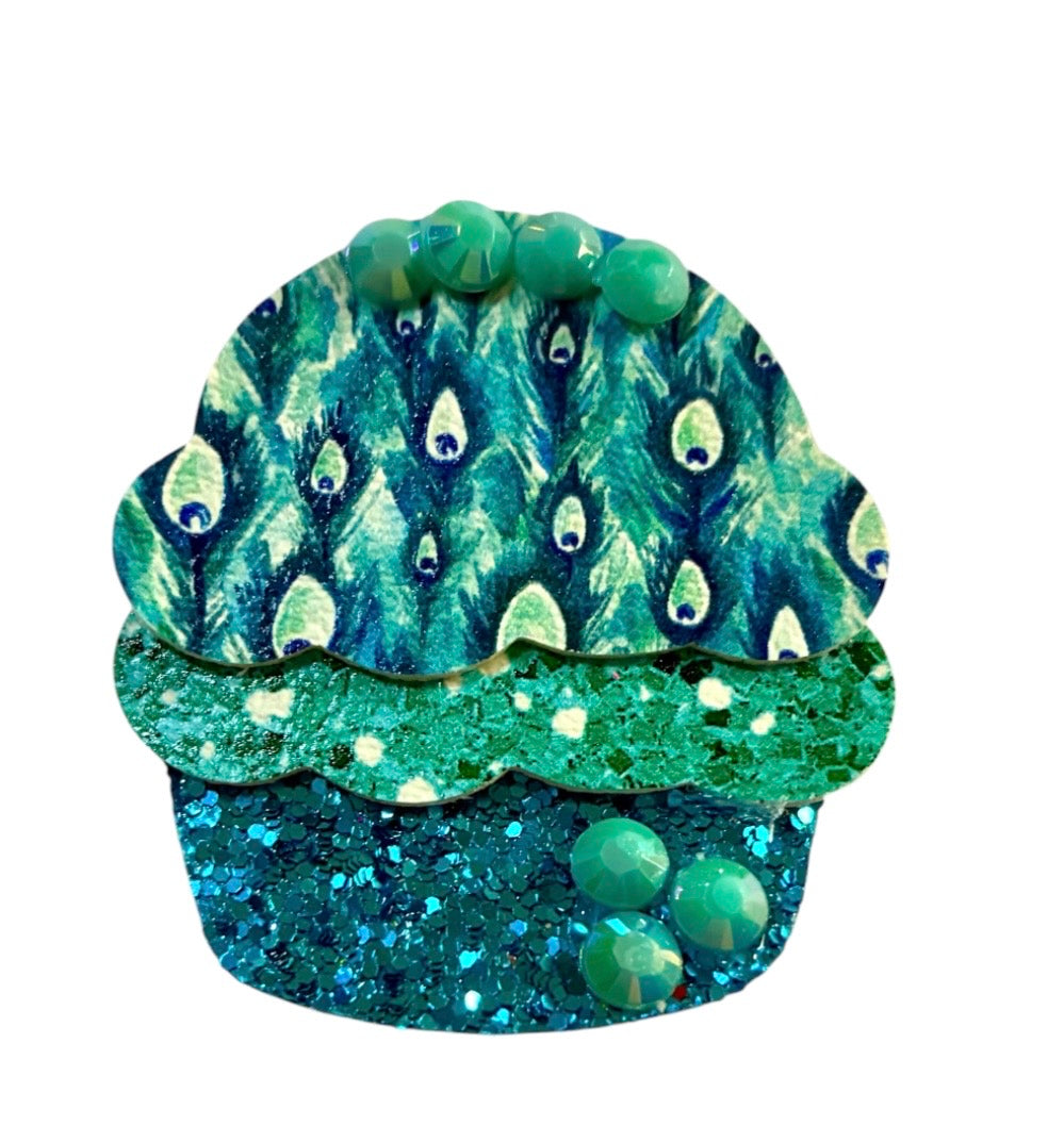Peacock Feathers Cupcake Clip