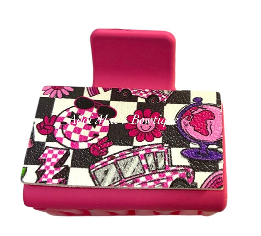 Checkered School Supplies Small Claw Clip