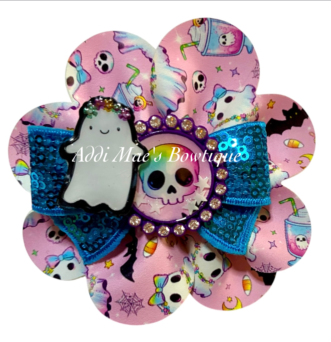 Pretty Ghosts Halloween Ruffle Bow