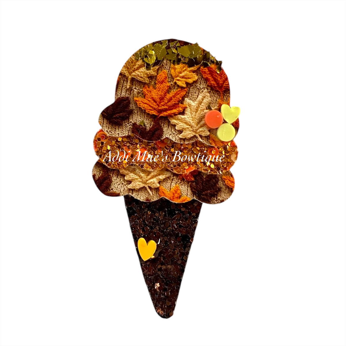Fall Leaves Ice Cream  Cone Clip
