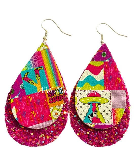 Space Cowgirl Stacked Tear Drop Dangle Earrings