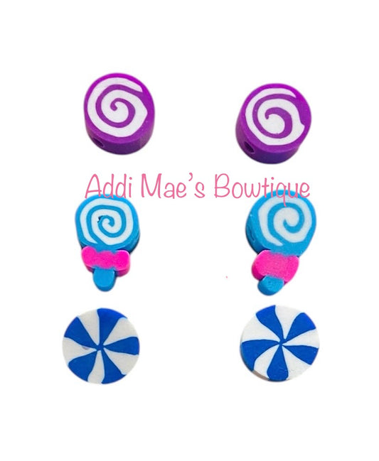 Lollipop Swirls Trio 8mm Earring Studs
