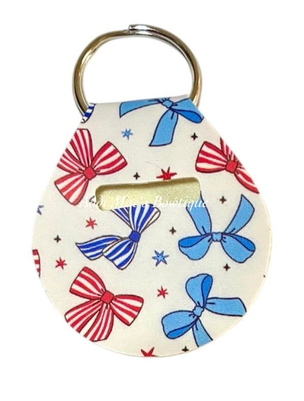 Red & Blue Bows Quarter Holder Keychain
