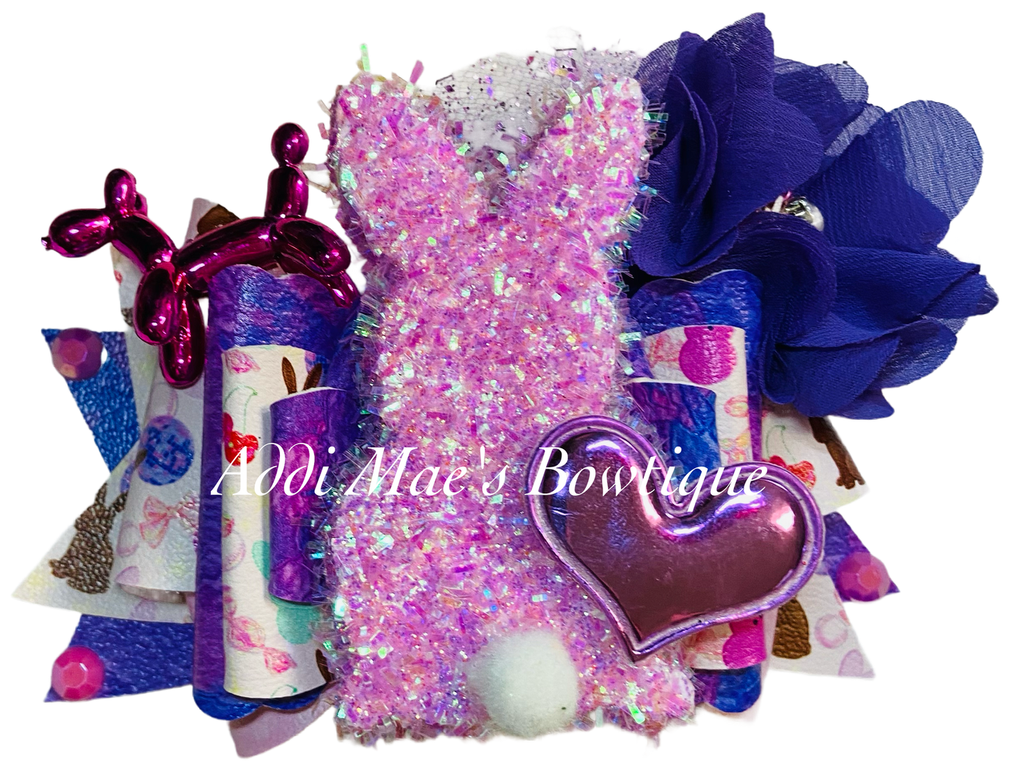 Trendy Girly Easter Fuzzy Bunny Bow