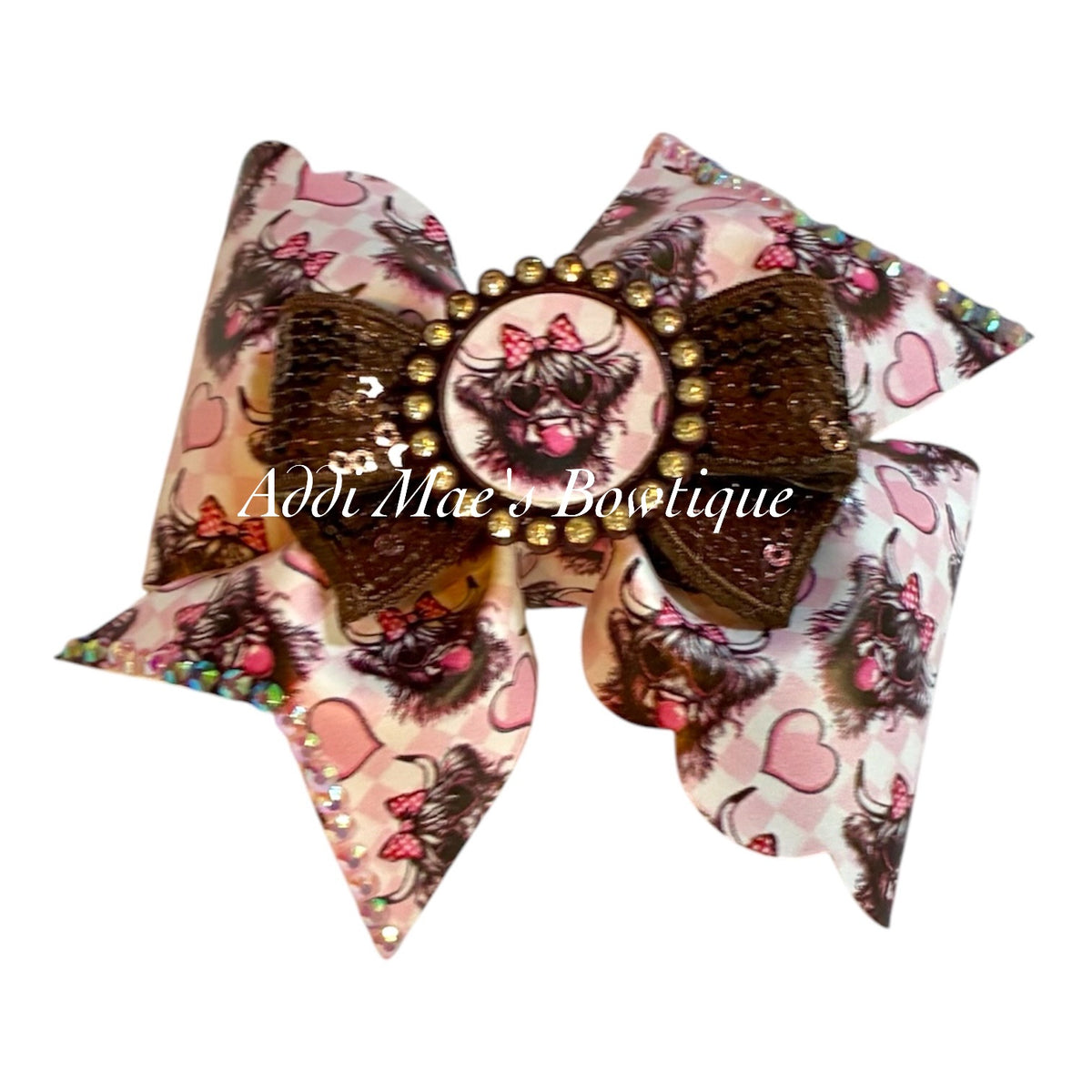 Bubblegum Hearts Cow Bow
