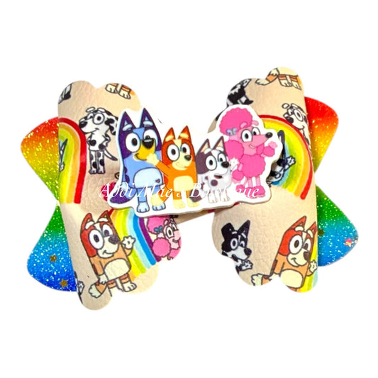 Blue Cartoon Dog Friends Bow