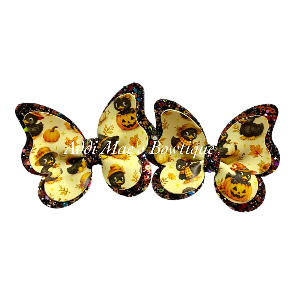 Halloween Ducks Mini  Butterfly Pigtail Bow Set