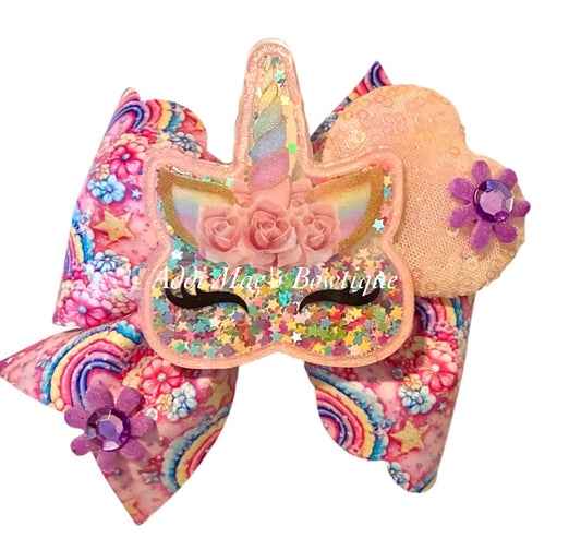 Floral  Pastel Unicorn Bow