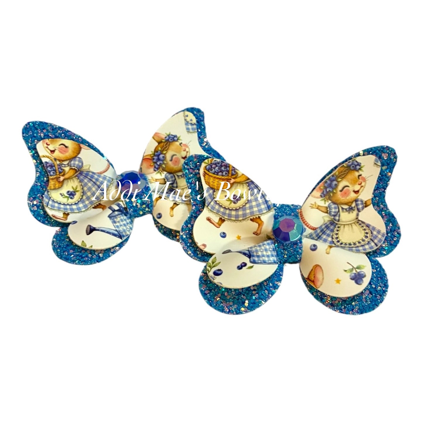 Blueberry Mouse Mini  Butterfly Pigtail Bow Set