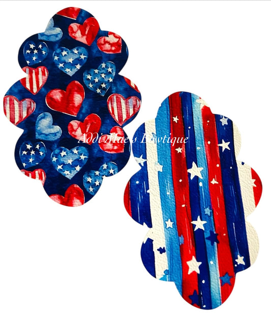 American Hearts Red White & Blue Stripes Snap Clip Set