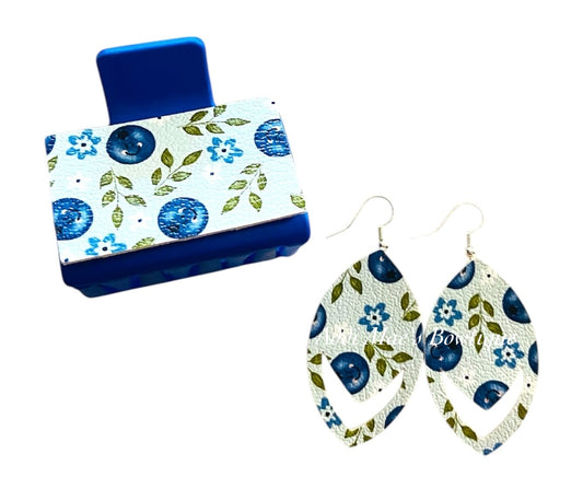 Blueberries Small Claw Clip Earring Set