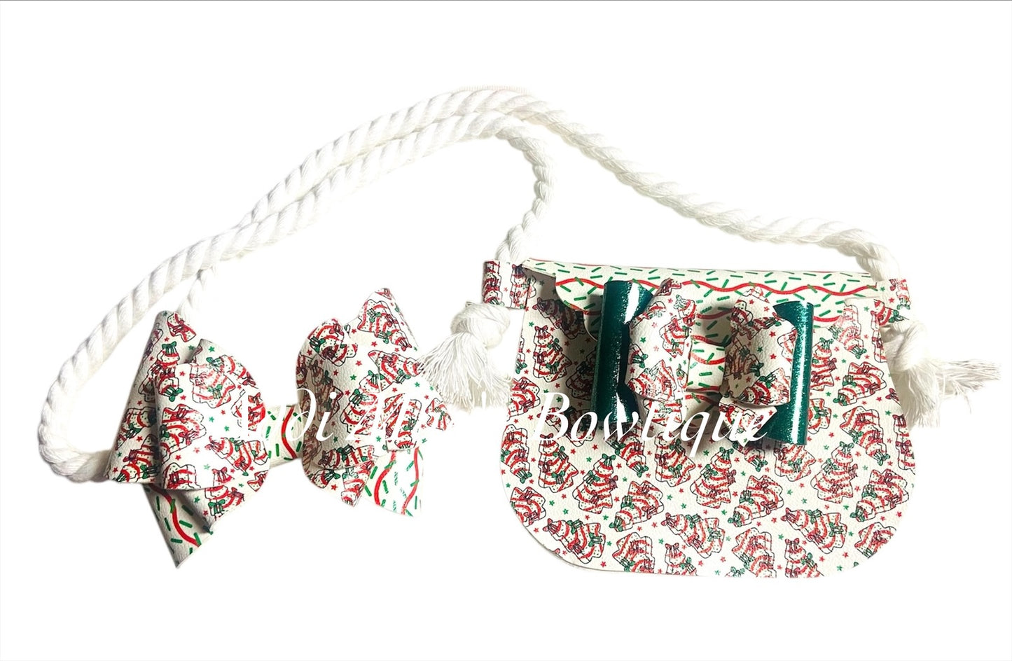 Coquette Christmas Tree Snack Cakes Bow, Little Girl (Toddler ) Purse Set