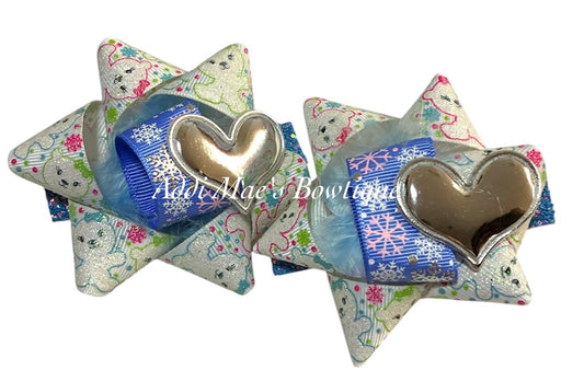 Polar Bears Mini Present Bow Alligator Clip Set