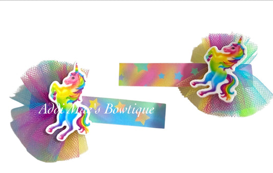 Colorful Rainbow Unicorn Alligator Clip Set