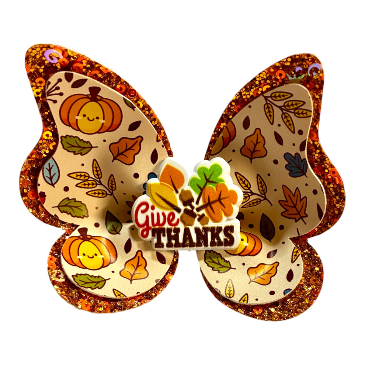 Give Thanks Thanksgiving Fall Butterfly Bow