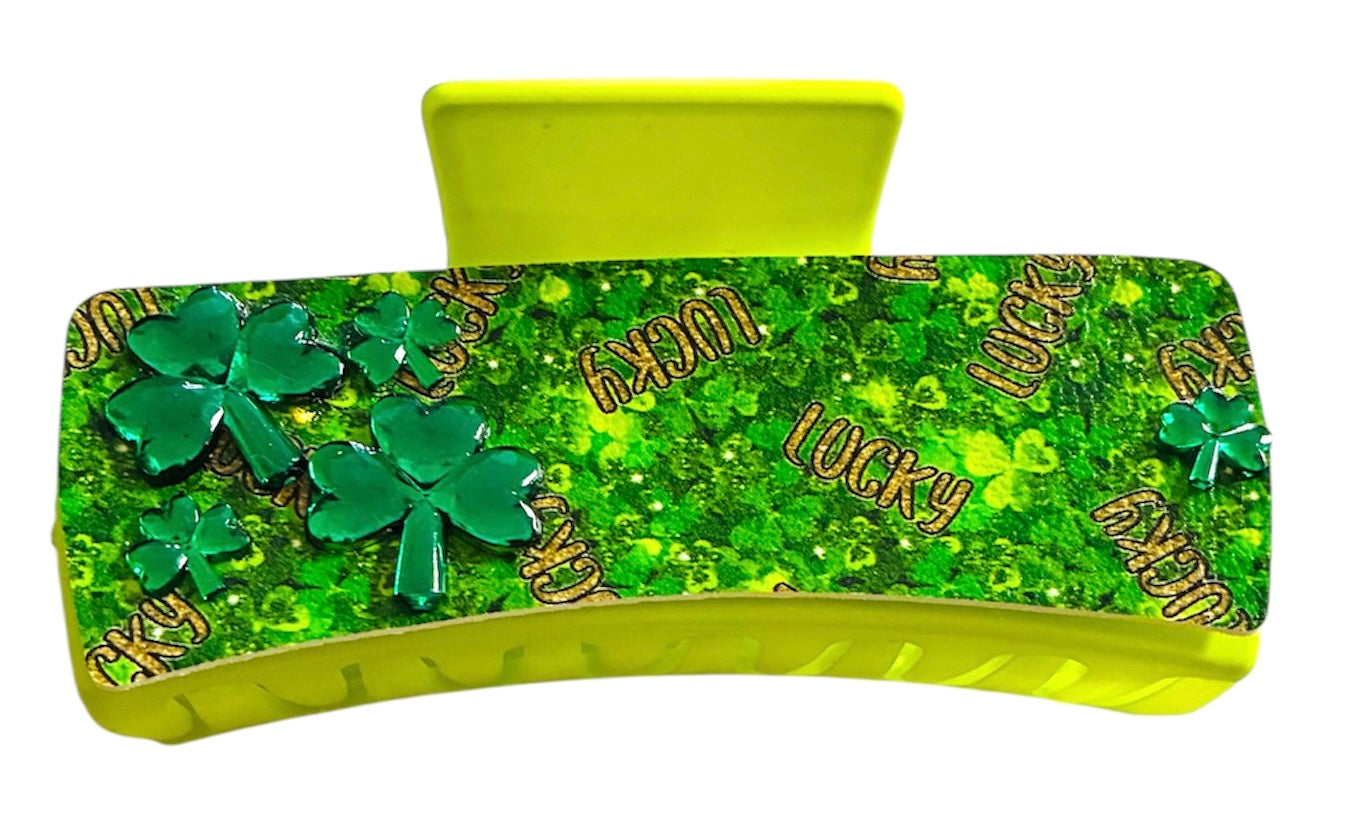 St. Patrick’s Day Lucky Shamrocks XL Claw Clip