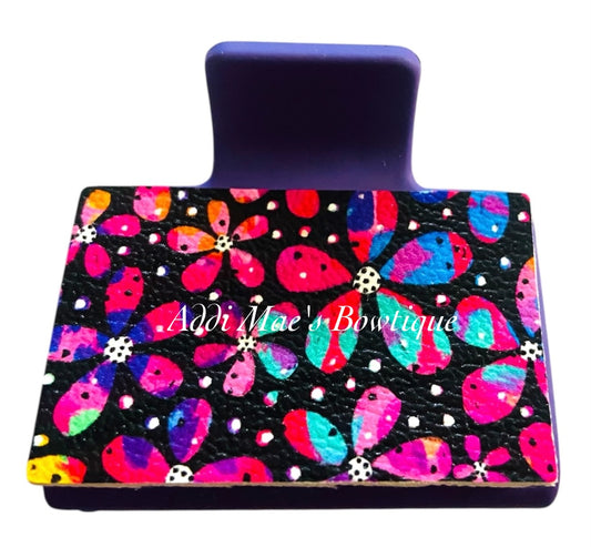 Rainbow  Abstract Flowers Small Claw Clip