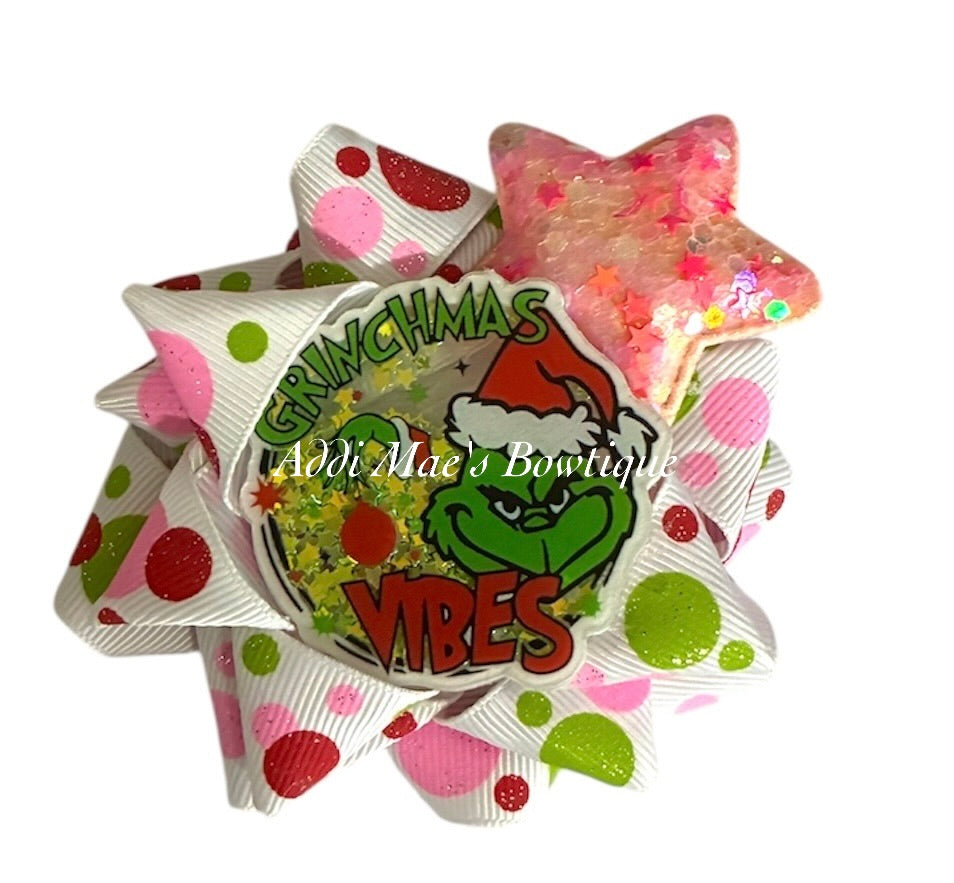 Green Grouch Vibes Christmas Mini Present Bow