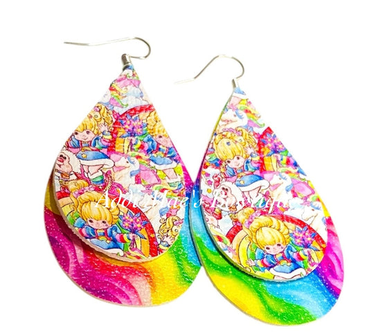 Rainbow Girl Stacked Tear Drop Earring Set