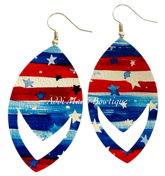 Red White Blue Stripes Dangle Earrings