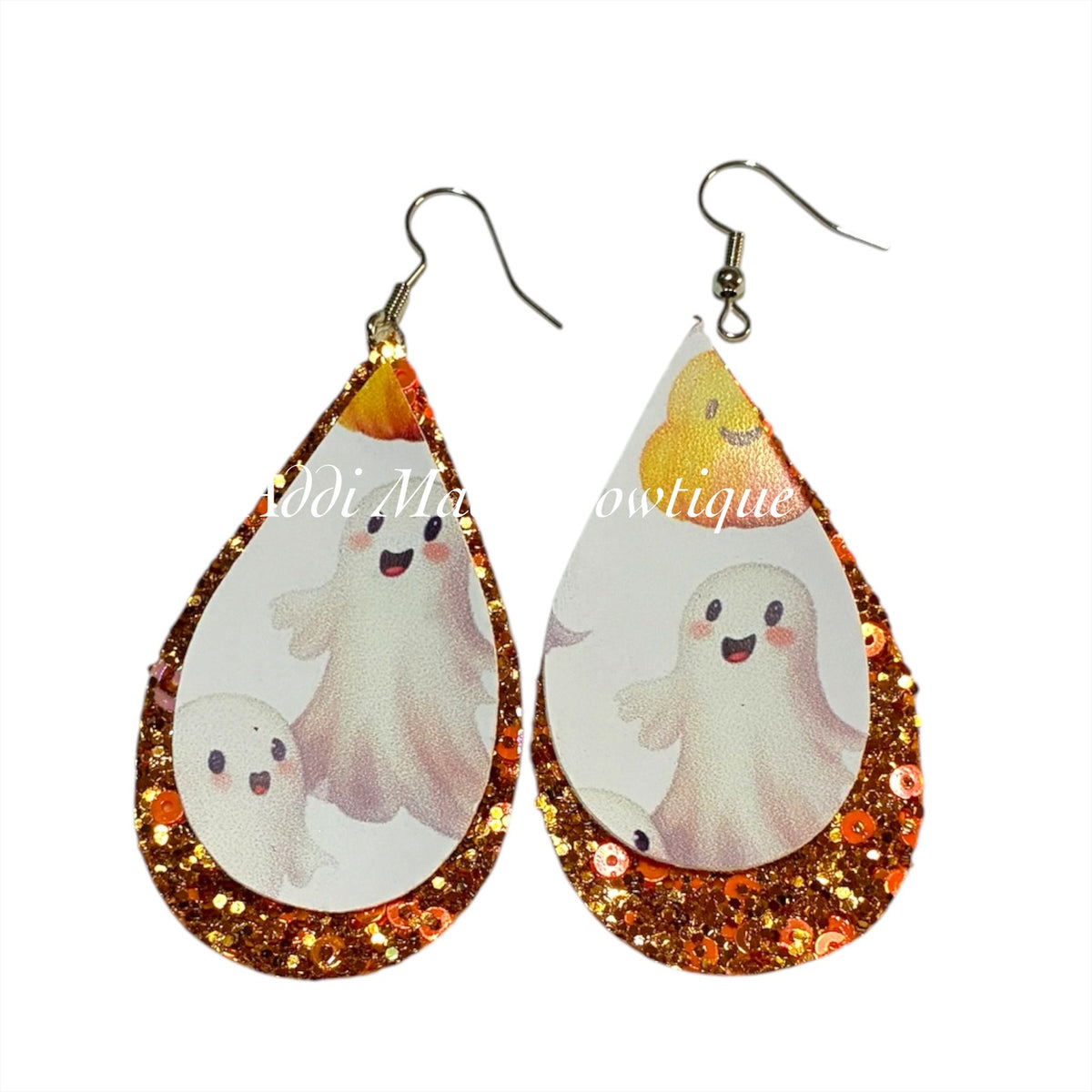 Cute Ghosts Halloween Stacked Tear Drop Dangle Earrings