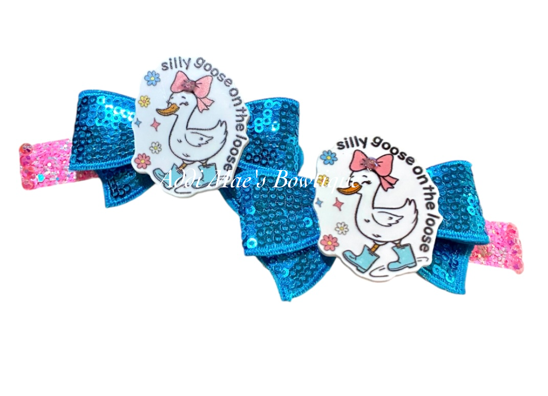 Silly Goose Sequin Bow Alligator Clip Set