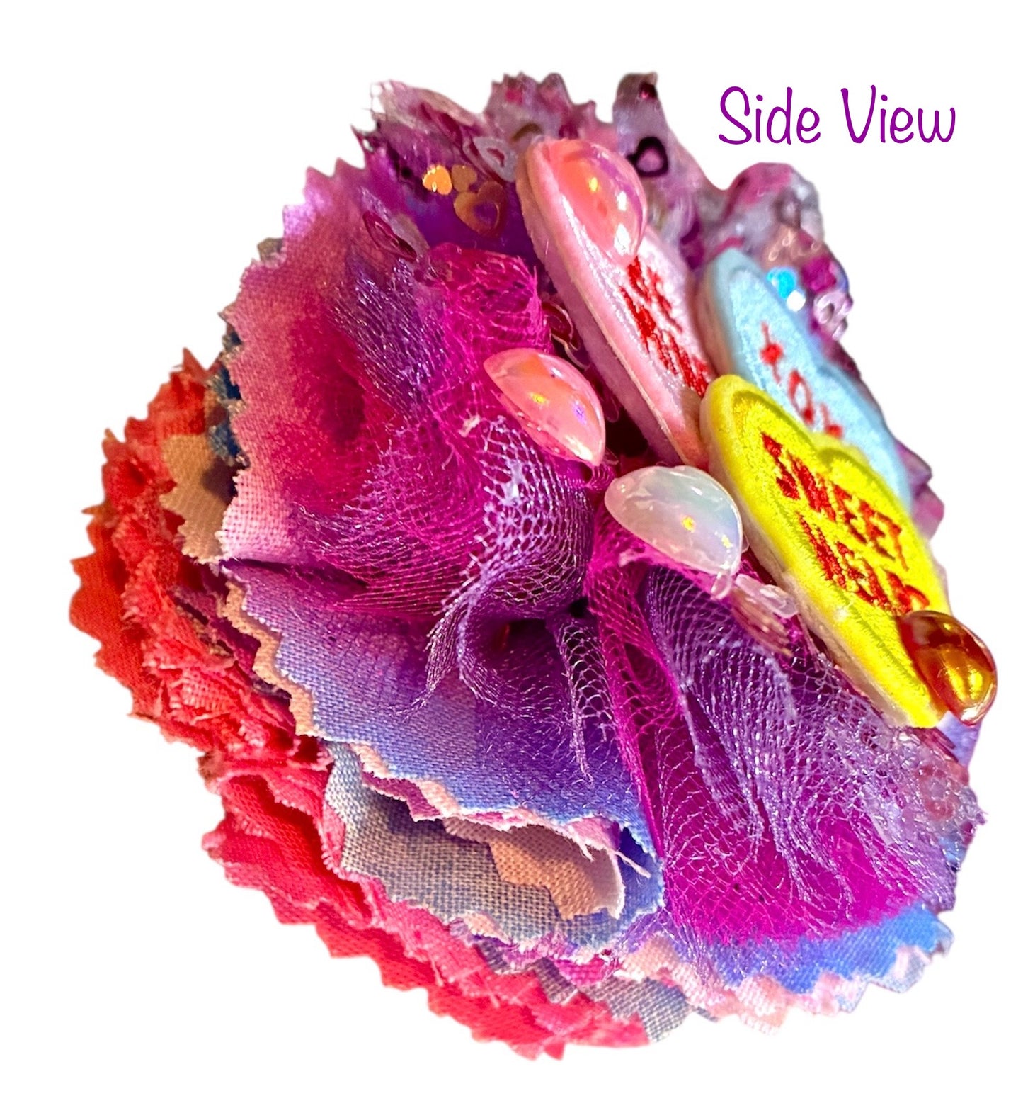Candy Hearts Cotton Frayed Fabric Flower Piggy Set