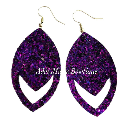 Purple Glitter Dangle Earrings