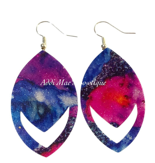 Galaxy Pink & Purple Dangle Earrings